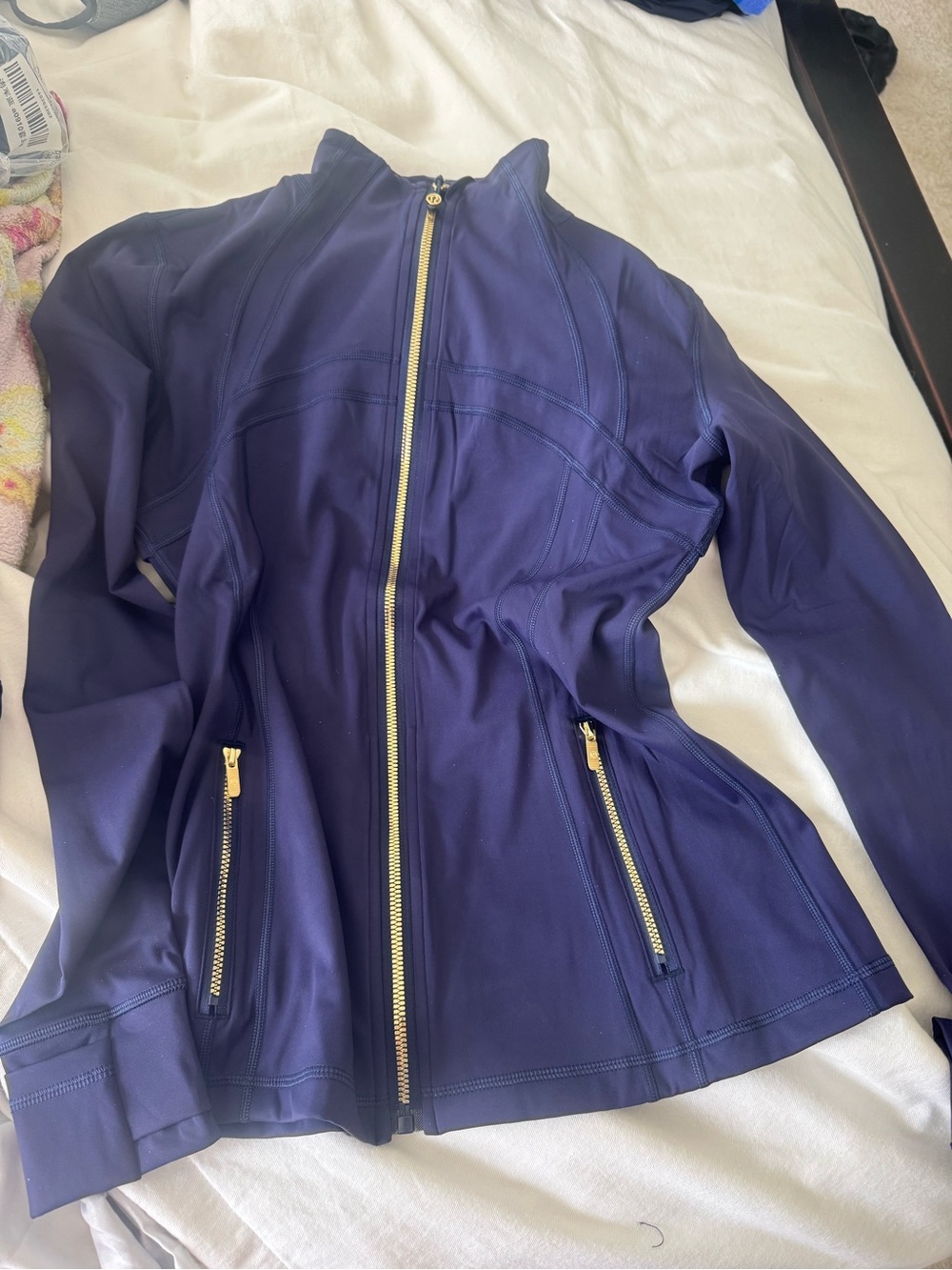 lululemon athletica Navy Bomber Jacket with Gold Zippers